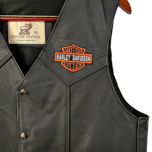 HARLEY DAVIDSON embroidered leather moto vest - Picture 9 of 9